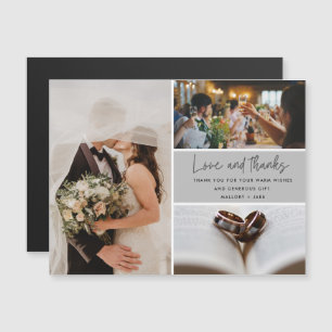 Moderne 3 Foto Liebe Danke für Ihre Hochzeit Magnetkarte