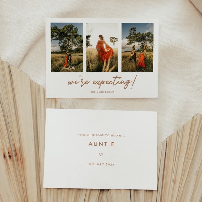 Moderne 3-Foto-Neugeborene/Großeltern-Schwangersch Ankündigung (Von Creator hochgeladen)