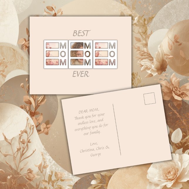 Moderne 3-Foto-Raster-Geschenk zum Muttertag Postkarte (Von Creator hochgeladen)