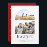 Moderne 3-Foto-Rote Gewölbe mit Typografie<br><div class="desc">Modernes,  elegantes und trendiges Zusammentreffen Typografie Roter Weihnachtsfest Erntedank Multi 3 Foto Ferienkarte</div>