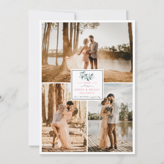 Moderne 3 Fotos fröhliche Weihnachtsliegestühle Feiertagskarte (Vorderseite)