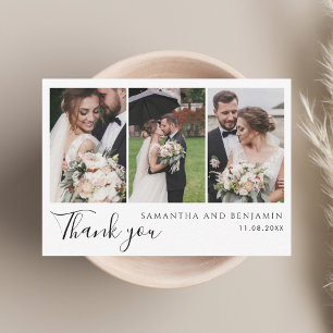 Moderne 3 Fotos Hochzeit Danke Mitteilungskarte