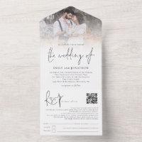 Moderne 3 Fotos überlagern QR-Code-Skript-Hochzeit