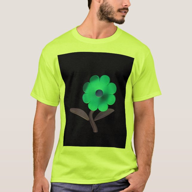 Moderne 3D-Blumendesign in Blau. T-Shirt (Vorderseite)