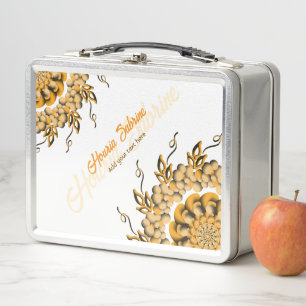 Moderne 3D-Blush-Orange-Floral-Mandala-Doodle Metall Brotdose