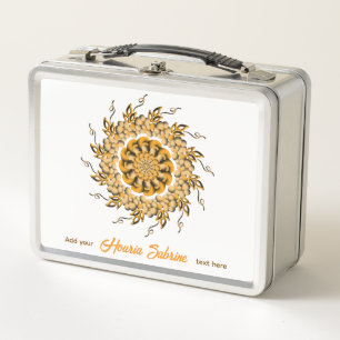 Moderne 3D-Blush-Orange-Floral-Mandala-Doodle Metall Brotdose