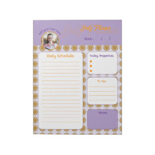 Moderne 3D-Blush-Orange-Floral-Mandala-Tages-To-Do Notizblock