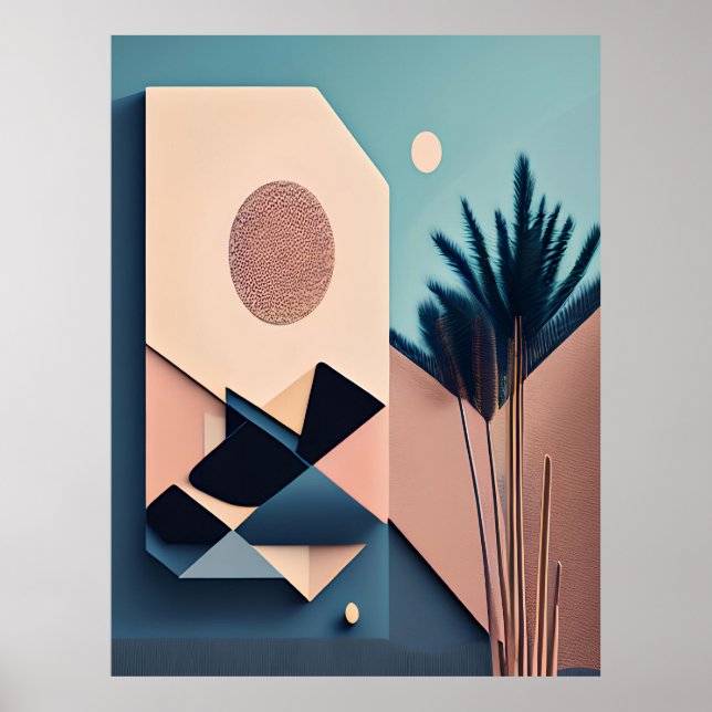 Moderne 3D Boho Minimalistische Abstrakte Kunst Poster (Vorne)