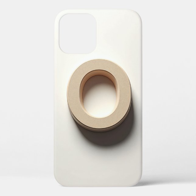 Moderne 3D Buchstabe O Minimalistisches Beige Text Case-Mate iPhone Hülle (Rückseite)