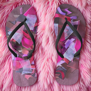 Moderne 3D-Effekt bordeauxrosa lila Bänder Flip Flops