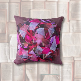 Moderne 3D-Effekt bordeauxrosa lila Bänder Kissen