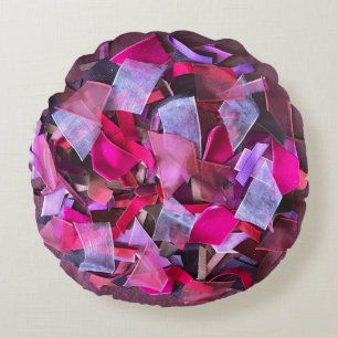 Moderne 3D-Effekt bordeauxrosa lila Bänder Rundes Kissen
