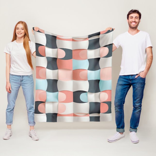 Moderne 3D-gekrümmte geometrische Illusionsmuster Fleecedecke (Beispiel)