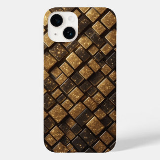 Moderne 3D Golden Glitter Blöcke Geometrische Luxu Case-Mate iPhone 14 Hülle