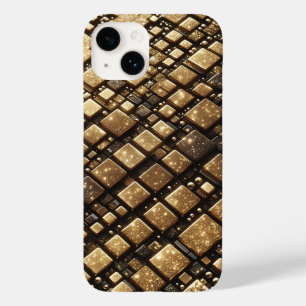 Moderne 3D Golden Glitter Blöcke Geometrische Luxu Case-Mate iPhone 14 Hülle