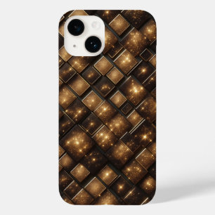 Moderne 3D Golden Glitter Blöcke Geometrische Luxu Case-Mate iPhone 14 Hülle
