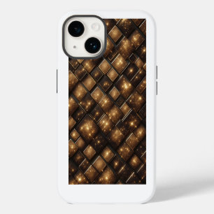 Moderne 3D Golden Glitter Blöcke Geometrische Luxu iPhone 14 Hülle