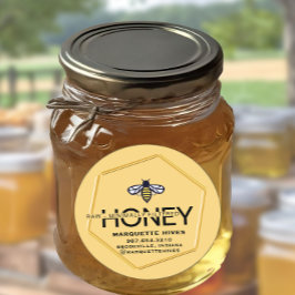 Moderne 3D Hexagon und stilisierte Honeybee Raw HO Runder Aufkleber