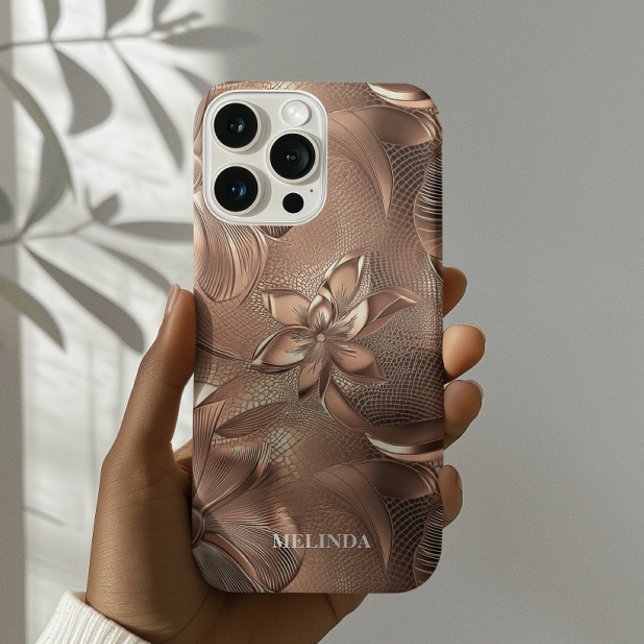 Moderne 3D-Imitats Rose Gold Floral Case-Mate iPhone Hülle (Von Creator hochgeladen)
