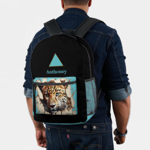 Moderne 3D-Leopard-Tasche mit anpassbarem Namen  Bedruckter Rucksack