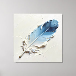 Moderne 3D-Öl-Küstenblaue Federtextur Holz Leinwanddruck