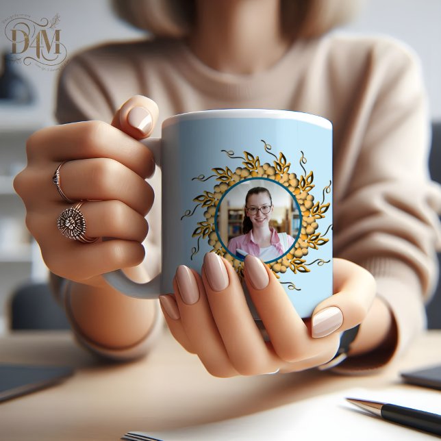 Moderne 3D Orange-Blush-Blumen-Mandala-Doodle-Foto Kaffeetasse (Von Creator hochgeladen)