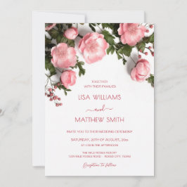 Moderne 3D Rosen Wildblumen Hochzeit Einladung