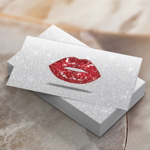 Moderne 3D-Rote Lippen Silver Glitzer Makeup Artis Visitenkarte
