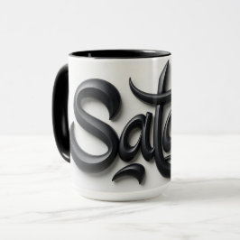 Moderne 3D-Salam-Grüße | Fett Schwarz & Weiß Tasse