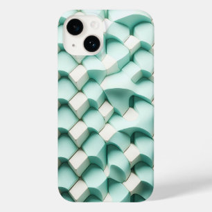 Moderne 3D-Teal- und weiße geometrische Handyhülle Case-Mate iPhone 14 Hülle