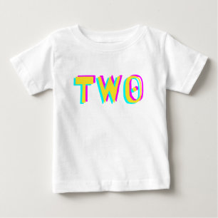 Moderne 3D Zwei Gelbe Zweiter Geburtstag Baby T-Sh T-shirt