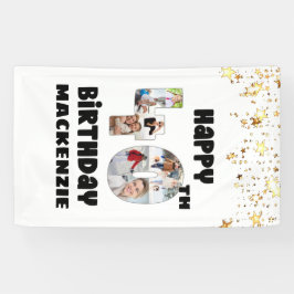 Moderne 40. Geburtstag 7 Foto Collage Numbers Star Banner