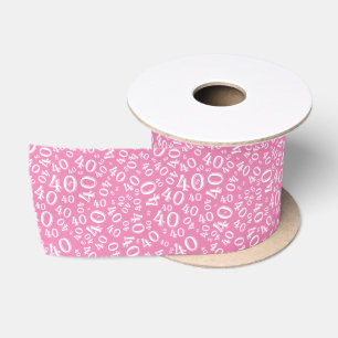 Moderne 40. Geburtstags-Nummernstruktur Pink/Weiß Satinband