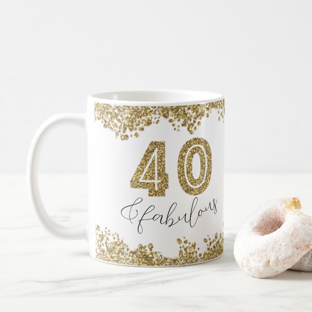Moderne 40 und prächtige Gold Gitter Personalisier Kaffeetasse (Mit Donut)
