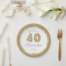 Moderne 40 und prächtige Gold Gitter Personalisier Pappteller