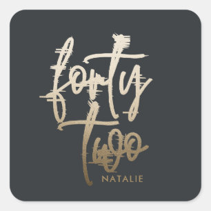 Moderne 42. Geburtstag Schwarzes Gold elegante Dre Quadratischer Aufkleber