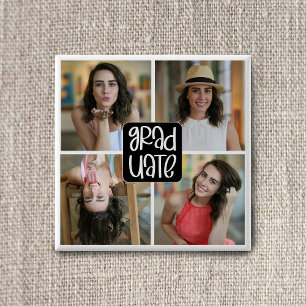 Moderne 4 Benutzerdefinierte Abschluss-Foto-Collag Button