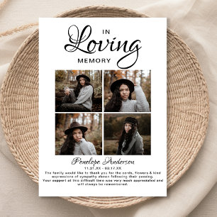 Moderne 4 Foto Collage Beerdigung Dankeskarte