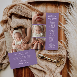 Moderne 4 Foto Collage Birth Announccard Einladung