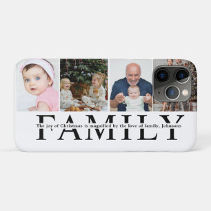 Moderne 4-Foto-Collage Familien-Weihnachtszitat Case-Mate iPhone Hülle