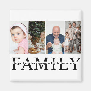 Moderne 4-Foto-Collage-Familien-Weihnachtszitat Magnet