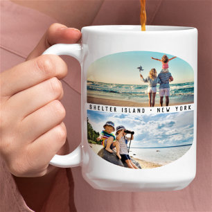 Moderne 4-Foto Collage Familienurlaub Kaffeetasse