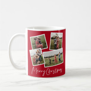 Moderne 4-Foto-Collage Frohe Weihnachten Kaffeetasse
