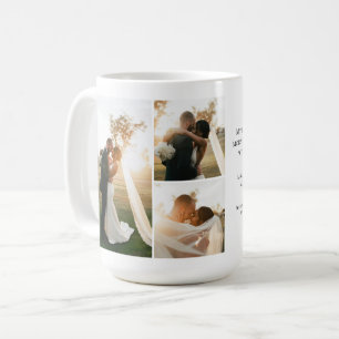 Moderne 4-Foto-Collage Hochzeitspaar Jubiläum Kaffeetasse