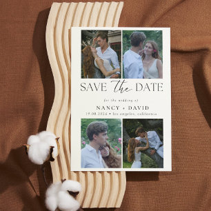 Moderne 4-Foto-Collage-Script-Typografie-Hochzeit Save The Date