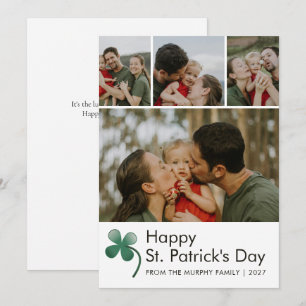 Moderne 4-Foto-Collage St. Patricks Day Familie Feiertagskarte