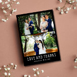 Moderne 4-Foto Hochzeit Vielen Dank Dankeskarte<br><div class="desc">Moderne Foto Collage "Liebe und Dank" Design Hochzeit danke Ihnen Karte in einem Schwarz mit weißem Text Design - angepasst mit vier unserer Lieblings-Hochzeitstag-Fotos und Ihr Dankeschön-Nachricht.</div>