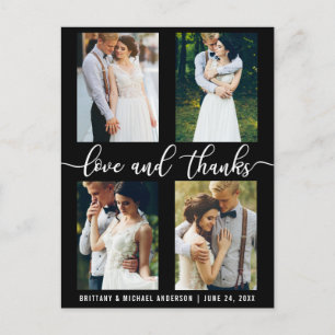 Moderne 4-Foto-Hochzeitsszene Liebe und Dankeschön Postkarte