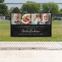 Moderne 4-Foto individuelle Text-Trauerbanner