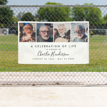 Moderne 4-Foto individuelle Text-Trauerbanner